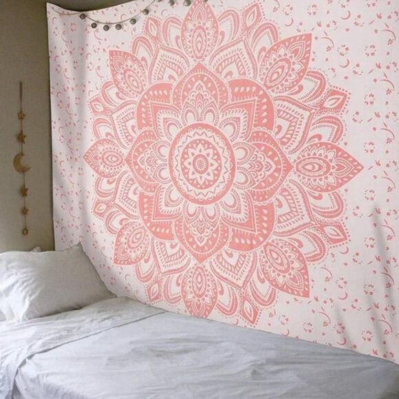 Bohemian Pink Mandala Wall Tapestry Decor - Picture 3 of 3